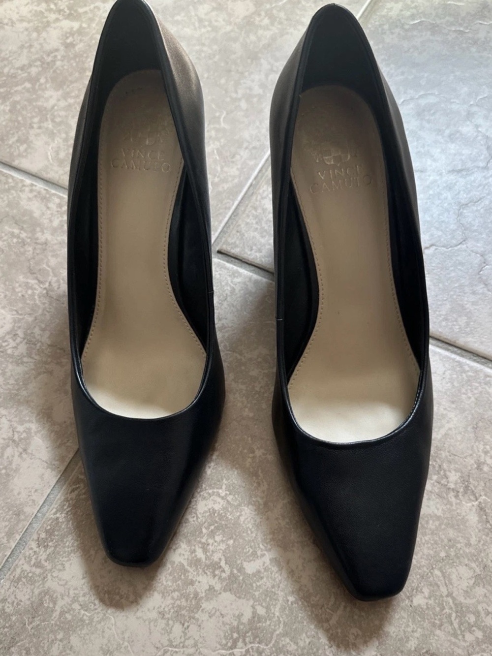Vince Camuto Diletta Women’s Black Leather Wedge Heel Shoes Pumps Size 9 1/2 M